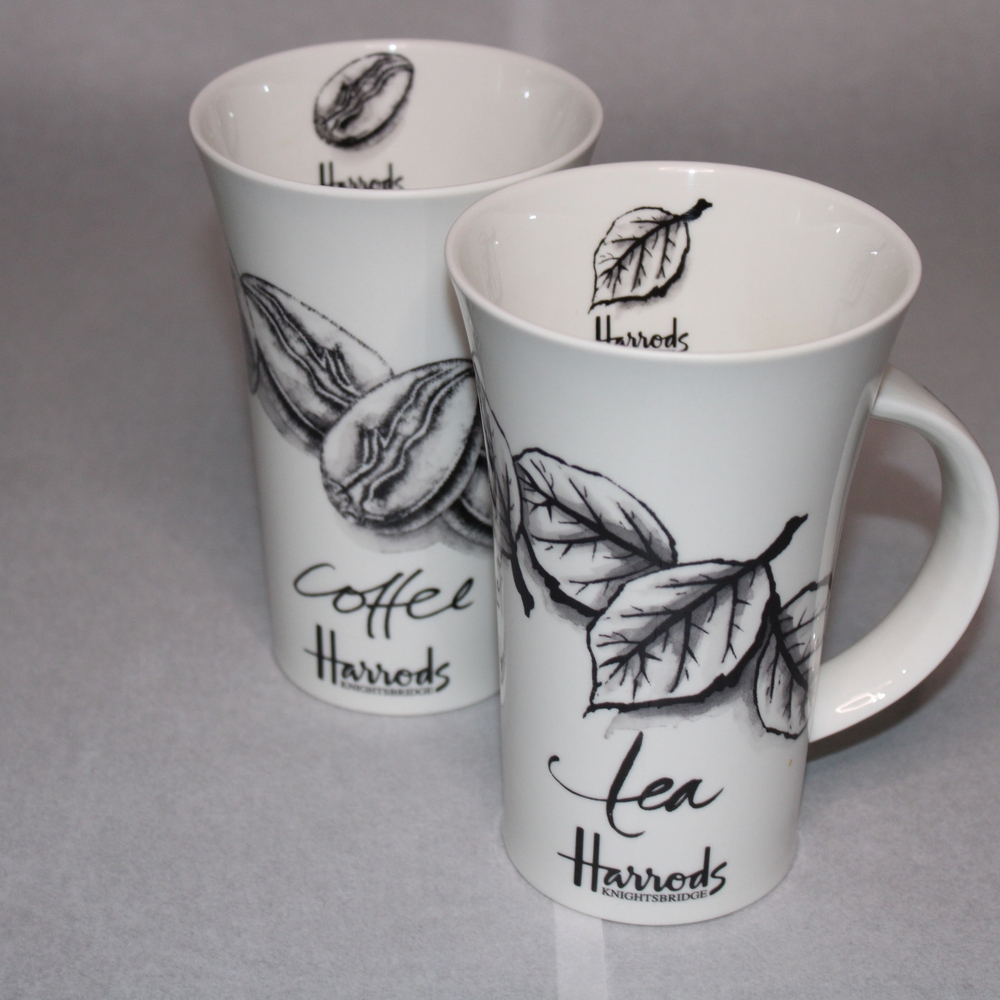 Harrods White Coffee and Tea Mug Set